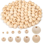 200 pezzi di coralli in legno naturale rotondi da 14 mm per macramè e artigianato - coralli in legno con foro per passare la corda Coralli in legno con faccine