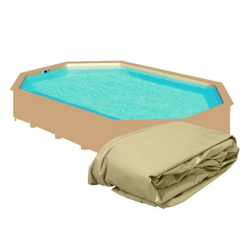 Liner Di Ricambio Colore Azzurro Spessore 0,75 mm - Per Piscina In Legno Gre Ottagonale 8,52 X 4,55 X H 1,46 M Dimensione piscina: 6.72 x 4.72 m, Colore: Beige