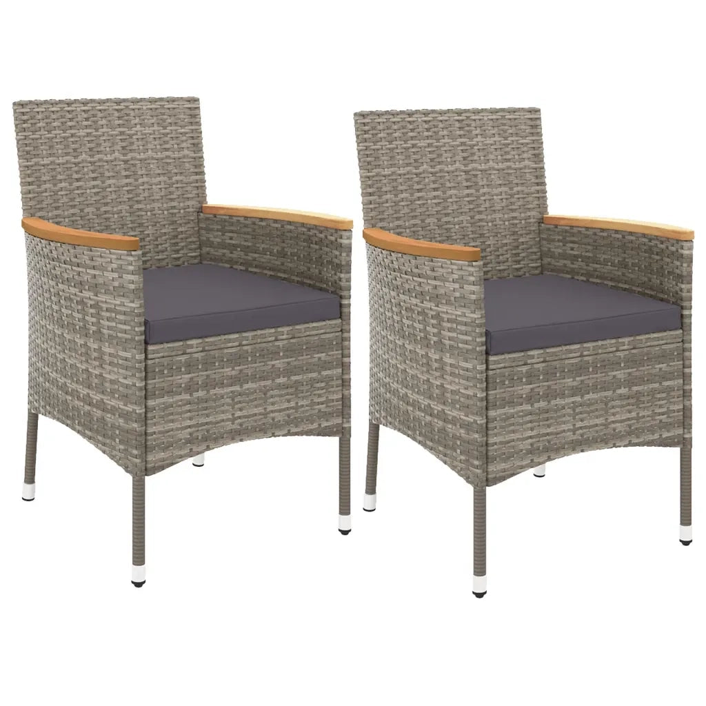 Set Bistrò da Giardino 3 pz con Cuscini in Polyrattan Grigio 3187424