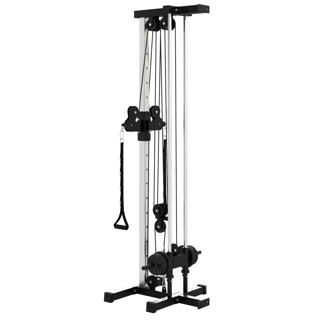 Stazione di allenamento regolabile in altezza 25-165 cm ¨C Xylo ¨C Sistema dual pulley 62x60x200 cm nero