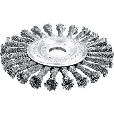 SPAZZOLA ACCIAIO RITORTO + FORO 7706 WOKIN - MM 125 F.MM 22,2 770605- 4 pezzi