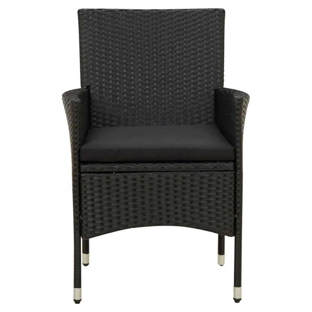 Set da Pranzo da Giardino 7 pz con Cuscini in Polyrattan Nero 3094869