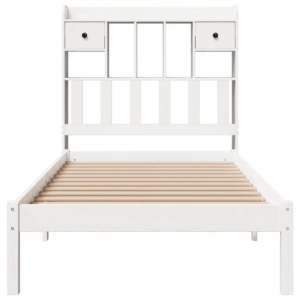 Letto Libreria senza Materasso Bianco 90x190 cm Massello Pino 3321613