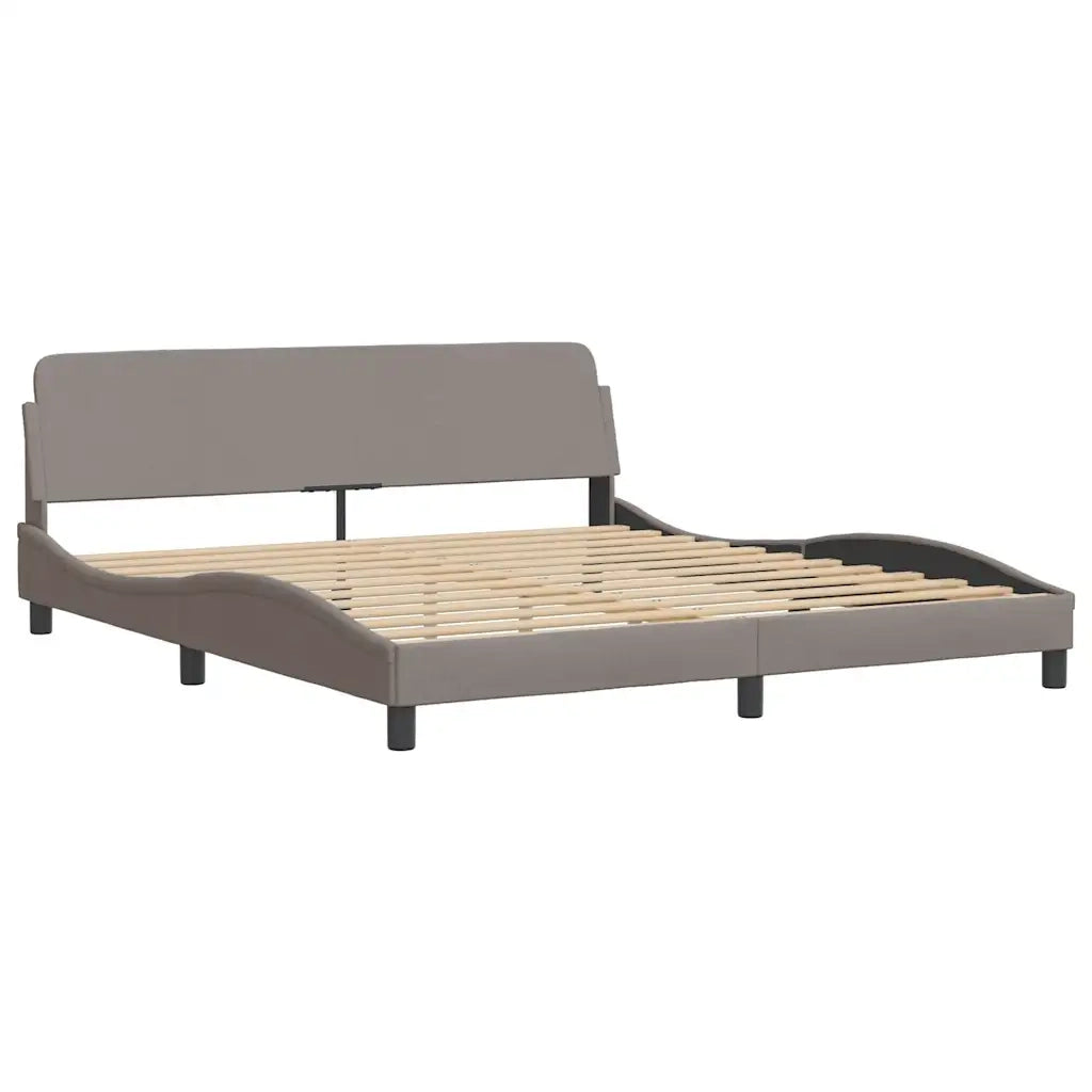 Letto matrimoniale | Letto per adulti | Giroletto senza Materasso Hvar Tortora 180x200 cm in Tessuto