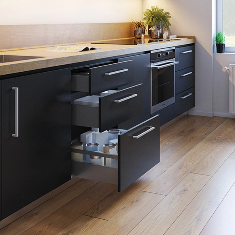 Cassetto esterno Vertex con regolazione 3D altezza 131mm, 40kg, profondità 450mm, Acciaio, Verniciato bianco
