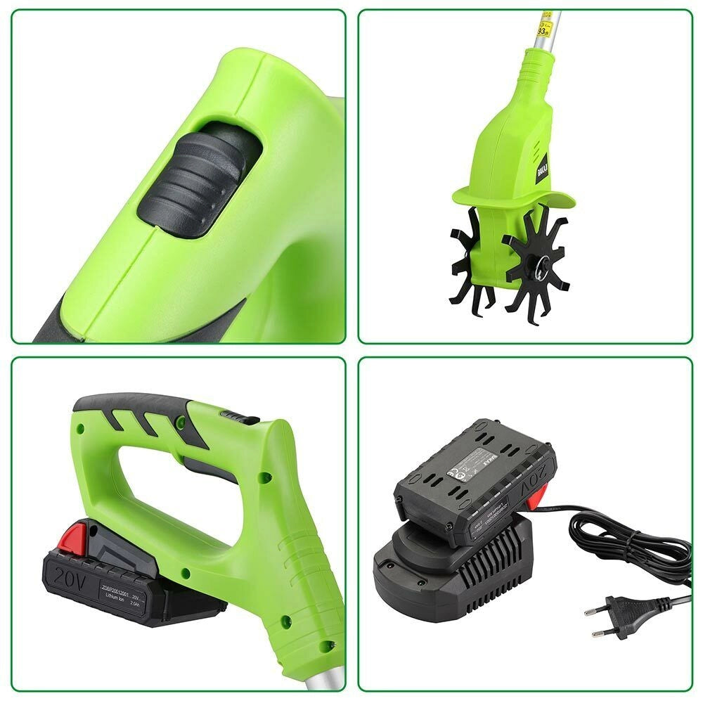 Motozappa Elettrozappa Batteria Litio 20V 2000 Mah Zappatrice Zappa Elettrica
