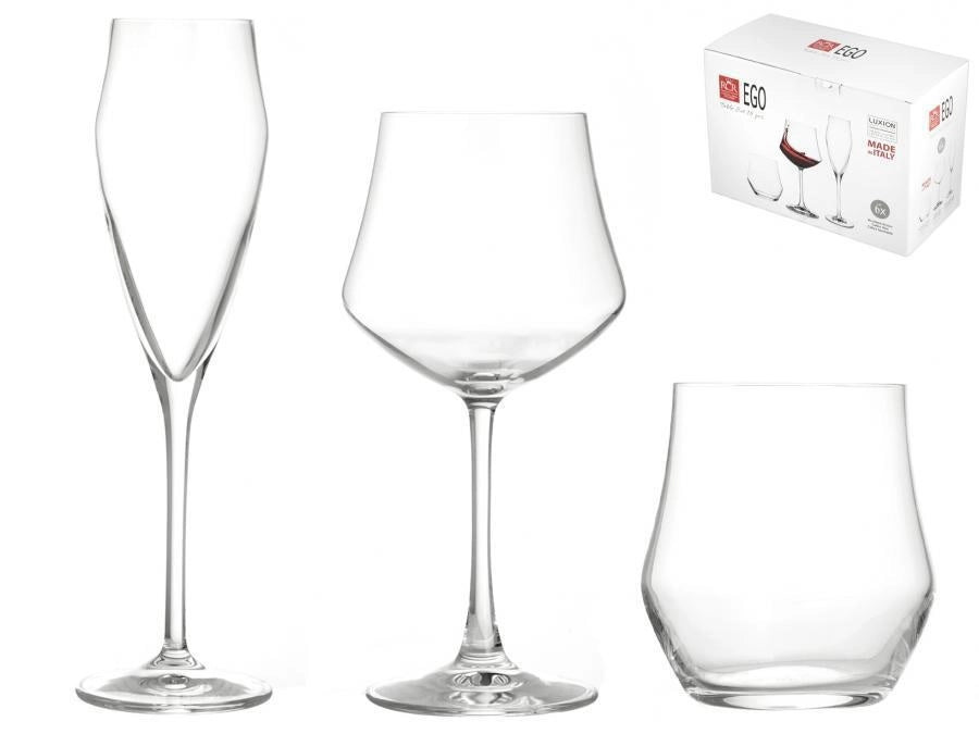 Set 18 Calici Bicchieri Flute in Vetro Trasparente RCR Cristalleria