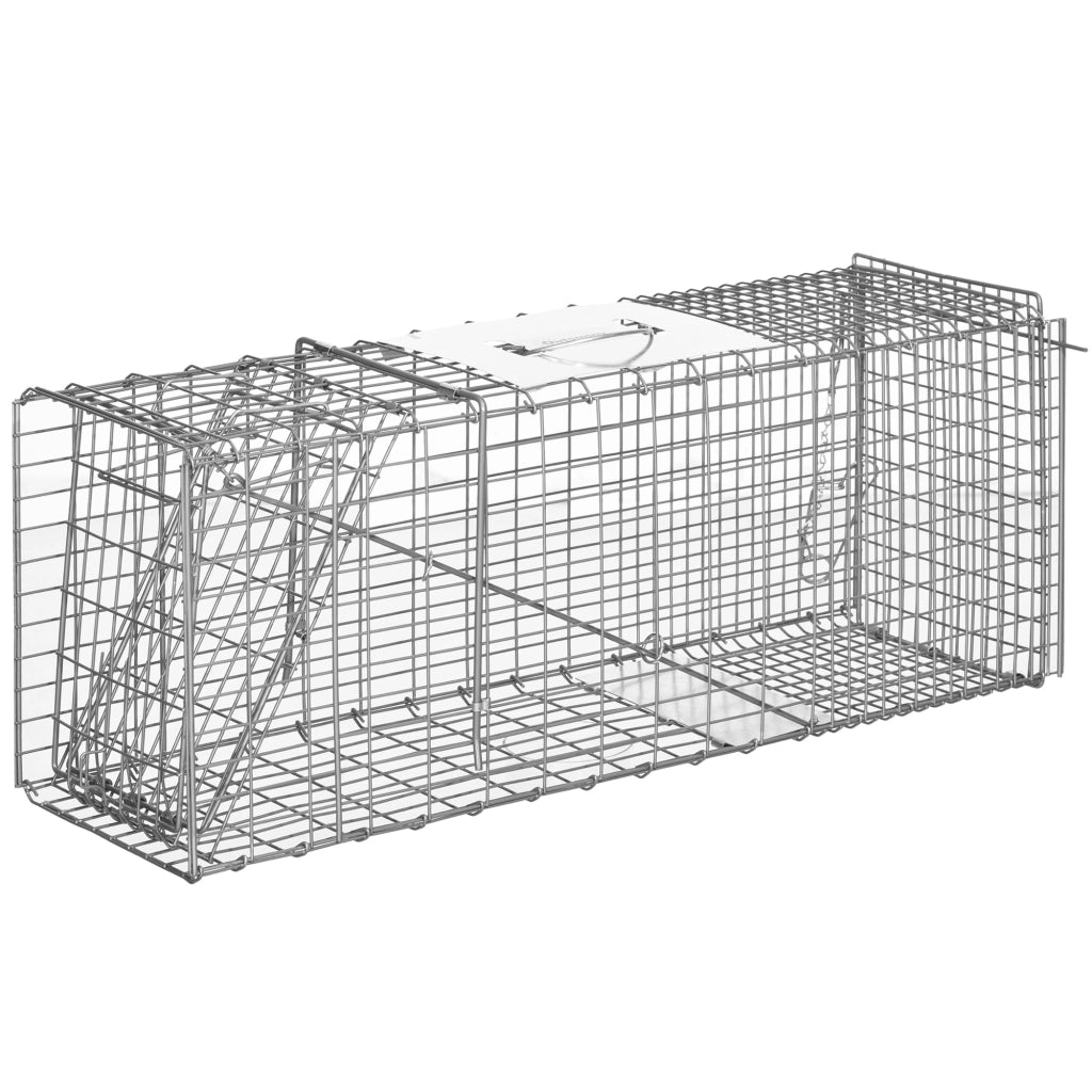 Gabbia per Cattura Animali Vivi ¨C Xylo ¨C Pieghevole 81x26x34,5 cm Argento