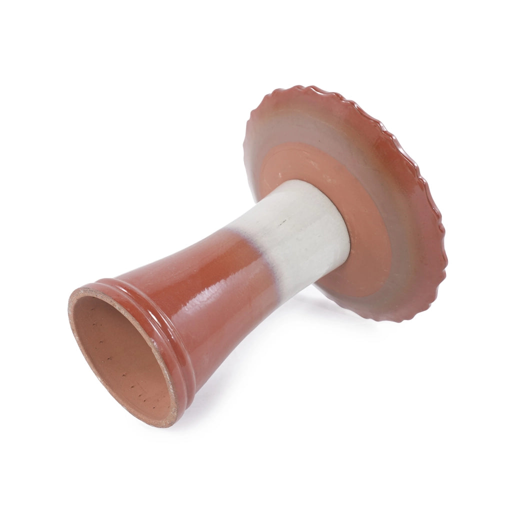 Bagno per Uccelli in Ceramica Artigianale Ø 43 cm, H 45 cm, Resistente alle Intemperie e al Gelo, Finitura Smaltata Bicolore