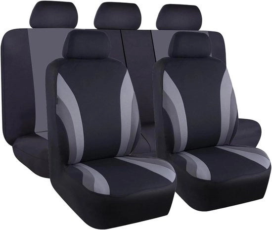 Set di protezioni per sedili - Protezioni per sedili auto - Protezione dell'abitacolo - Protezione completa dei sedili - Set completo - Nero Grigio