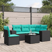 Set Divani da Giardino 6 pz con Cuscini Nero in Polyrattan 3222576