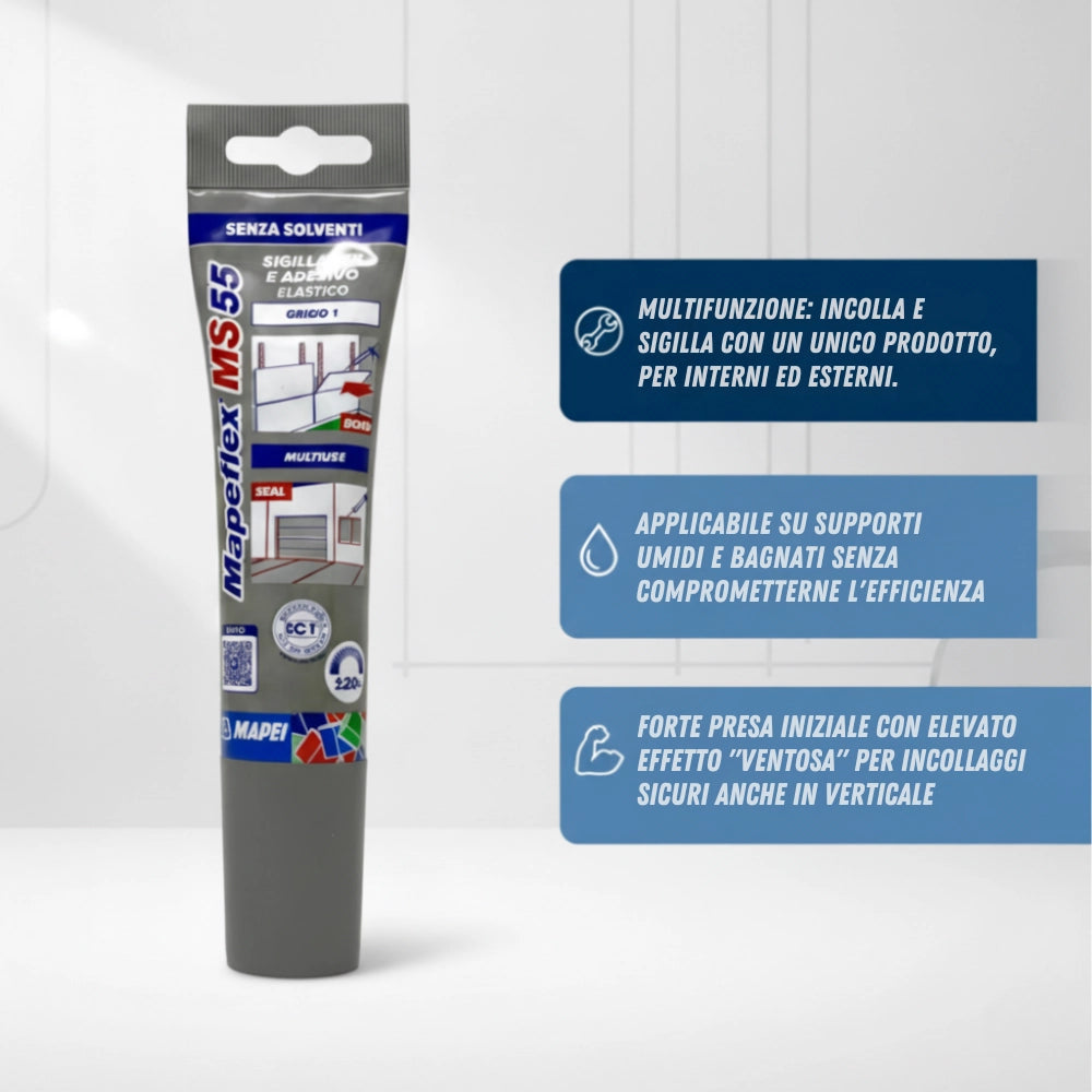 Adesivo sigillante elastico multifunzione mapeflex ms 55 *** colore- grigio cemento - 113, confezione 1