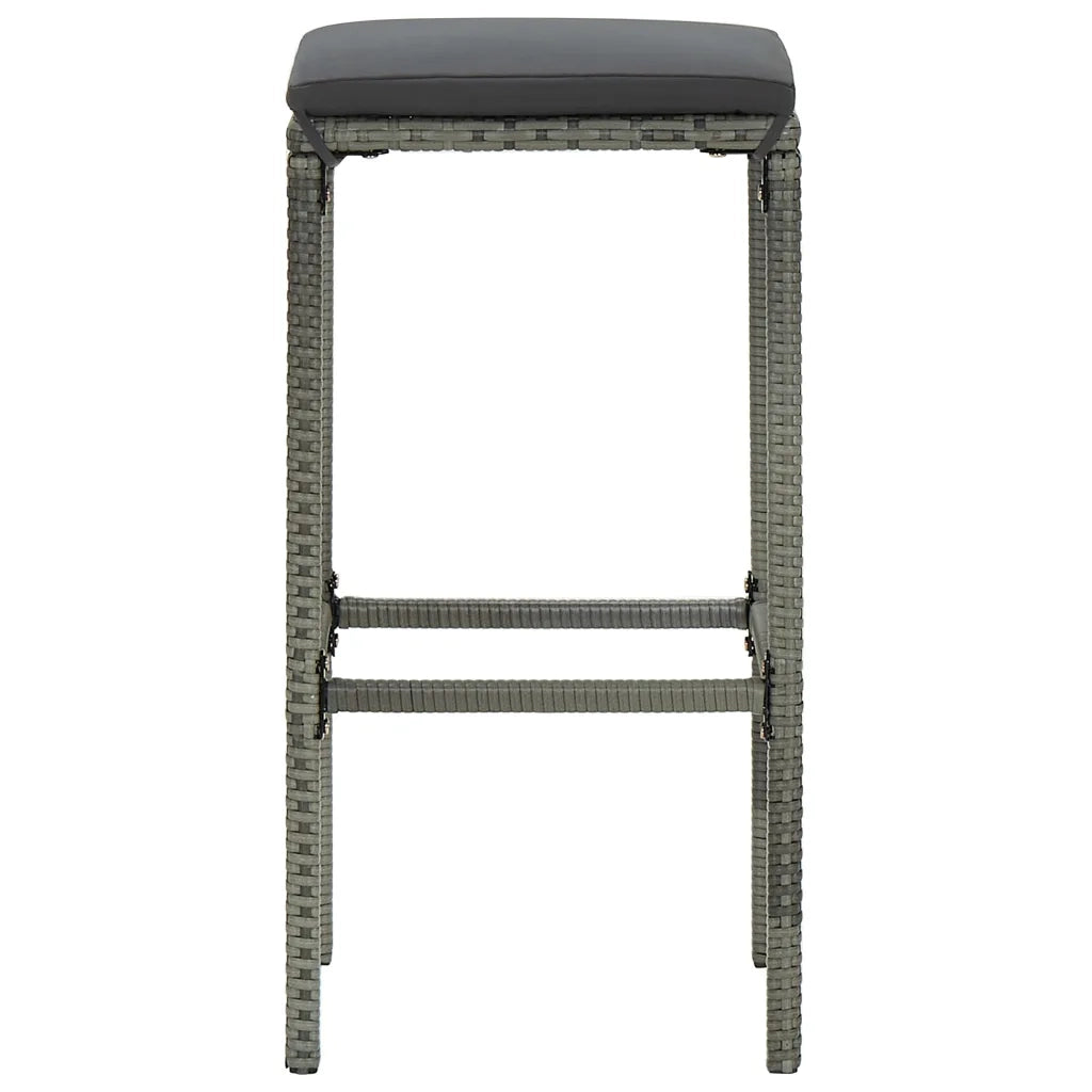 Set da Bar da Giardino 5 pz con Cuscini in Polyrattan Grigio