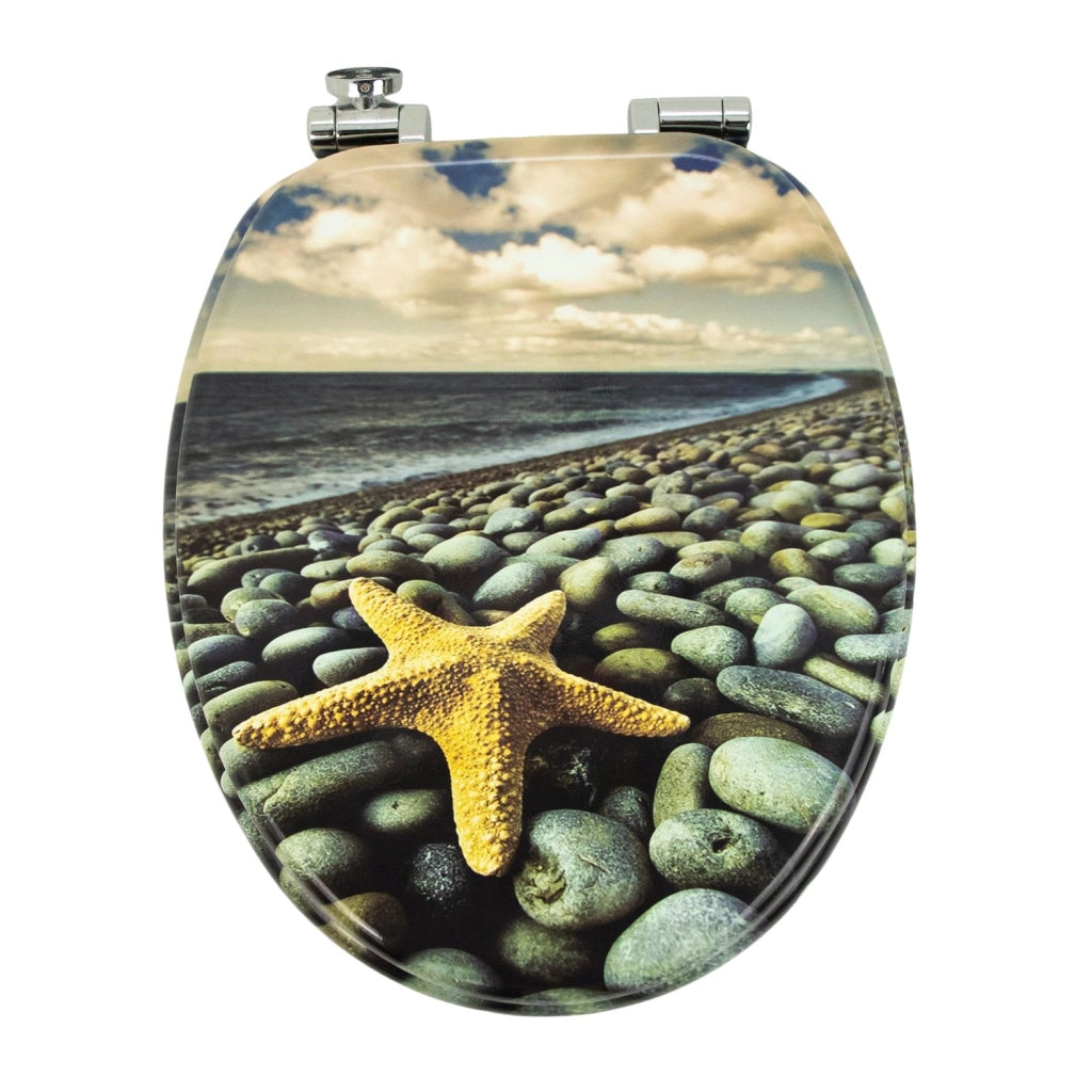 Sedile wc copri vater universale frizionato fantasia in mdf chiusura rallentata *** fantasia stone sea, confezione 1
