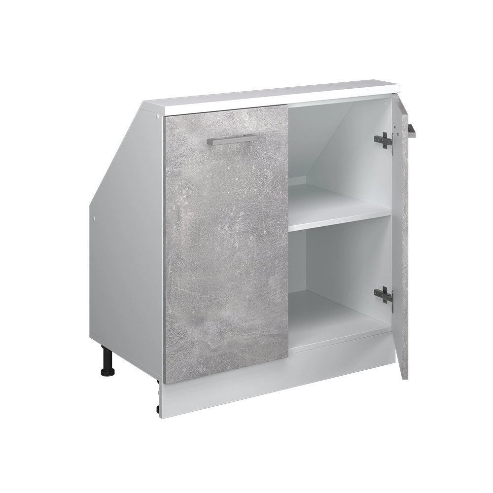 Mobile sottotetto Rion Calcestruzzo/Bianco con 2 porte Vicco