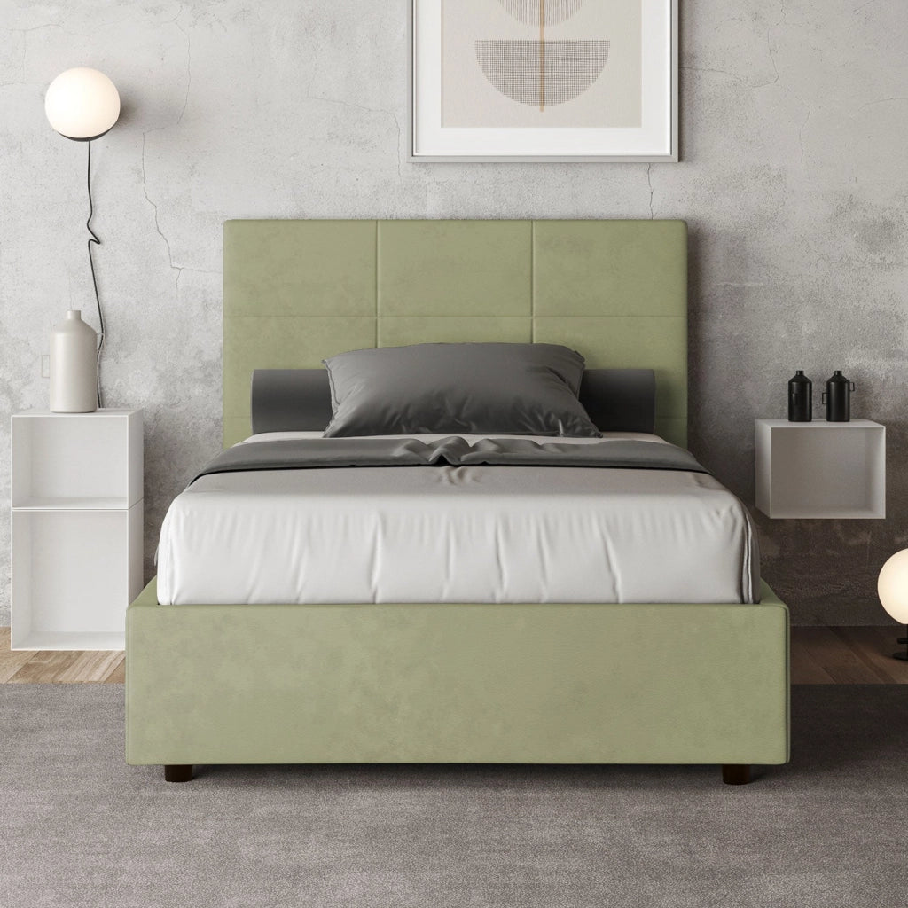 Letto 1 Piazza e Mezzo 120x190 cm con Rete Mika Tè verde