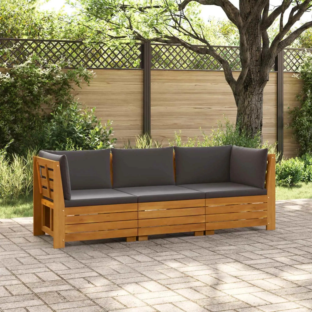 Set di divani da esterno-Sofa da giardino con cuscino 3 Pezzo Marrone 659381