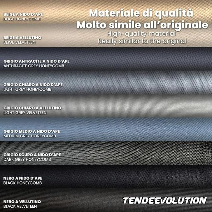 Kit Riparazione Tessuto Cielo Auto - Nido D'ape Grigio Medio Senza Colla - Misura 1,50 x 2 m - Adatto anche per Pannelli Portiere e Pantoni