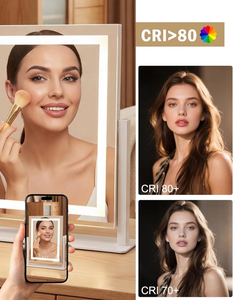 ZMH Specchio per il trucco illuminato a LED 25x30cm 3 modalità di illuminazione regolabili con una semplice pressione