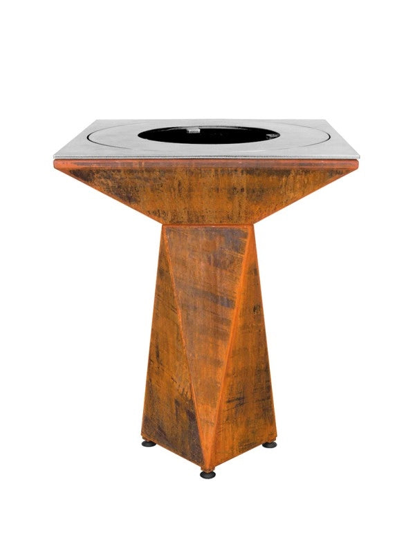 Braciere da giardino, Barbecue con foro per wok e griglia con gambe in acciaio - G1 Basic corten