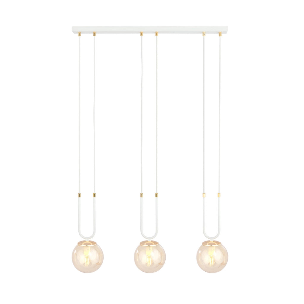 Emibig Glam 3 Lampadario 3xE14 bianco oro miele vetro