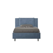Letto una piazza e mezza contenitore imbottito 120x210 microfibra blu Appia