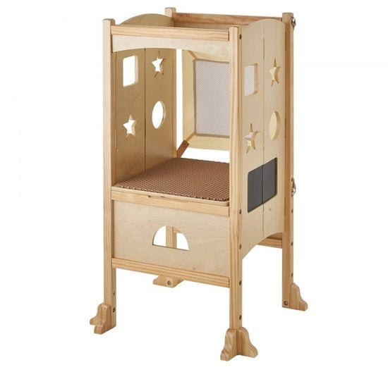 Scaletta per Bambini - Scaletta per Bagni/Cucine - Regolabile in Altezza 33,7-44 cm - Capacità di Carico 56,75 kg - Realizzata in Legno Massello - Dimensioni 51x54x94,2 cm