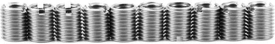 Kit di attrezzi per la riparazione del doppio filo - Acciaio inossidabile - Inserzione a vite - 10 pezzi - Filo interno M8 x 1,25, filo esterno M10 x 1,25 - Adatto per - Colore argento - Modello