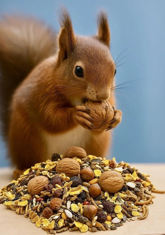 Alimento per Roditori 10 kg - Mix Premium con Noci di Walnuts/Noci di Hazelnut - Semi/Pigne - Insetti Ricchi di Proteine - Nutrizionale - Per l'Intero Anno - Cibo per Roditori