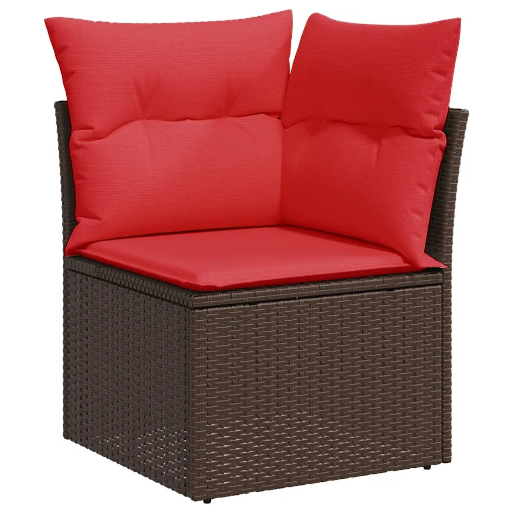 Set Divani da Giardino 10 pz con Cuscini Marrone in Polyrattan 3220713