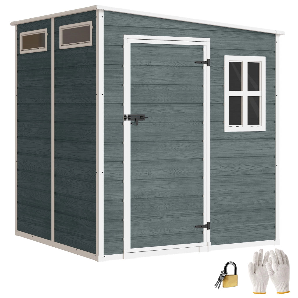 Casette da giardino in resina effetto legno con finestre ¨C zephmum ¨C 182x182x196 cm