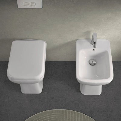 Coppia wc e bidet con scarico a parete e copriwc originale Ginevra