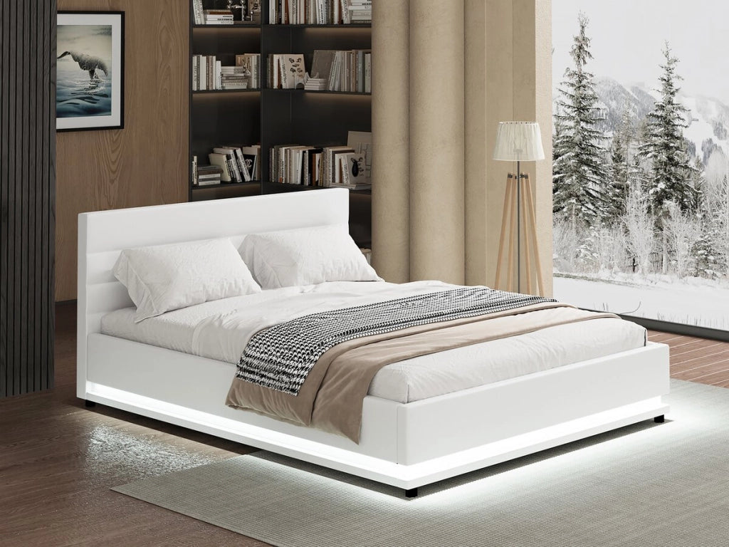 Letto LED con contenitore "Anastasia" - 160 x 200 cm - Bianco