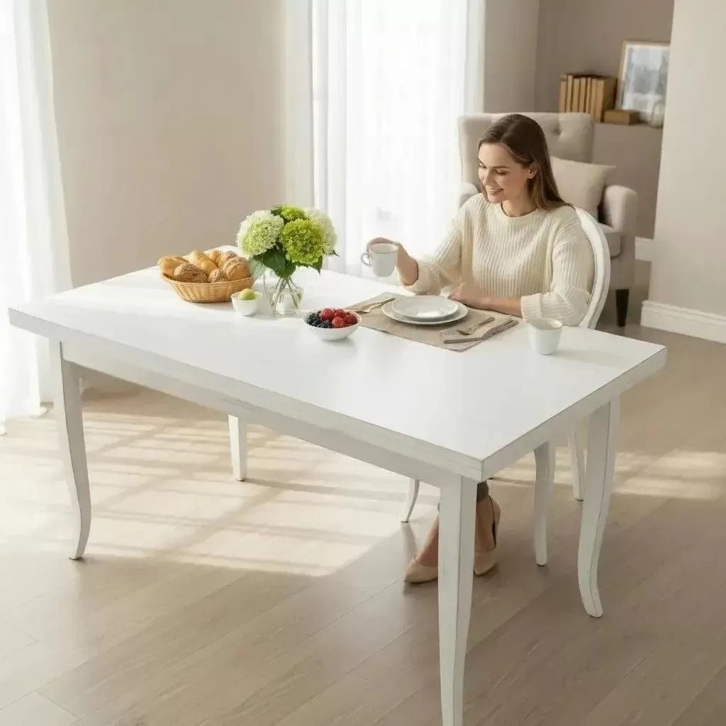 Tavolo rettangolare allungabile legno bianco 120x80 (1004) - Mobili 2G