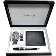 Trade Shop - Cofanetto Set Regalo Elegante Per Uomo Orologio Portafoglio Penna Portachiavi -