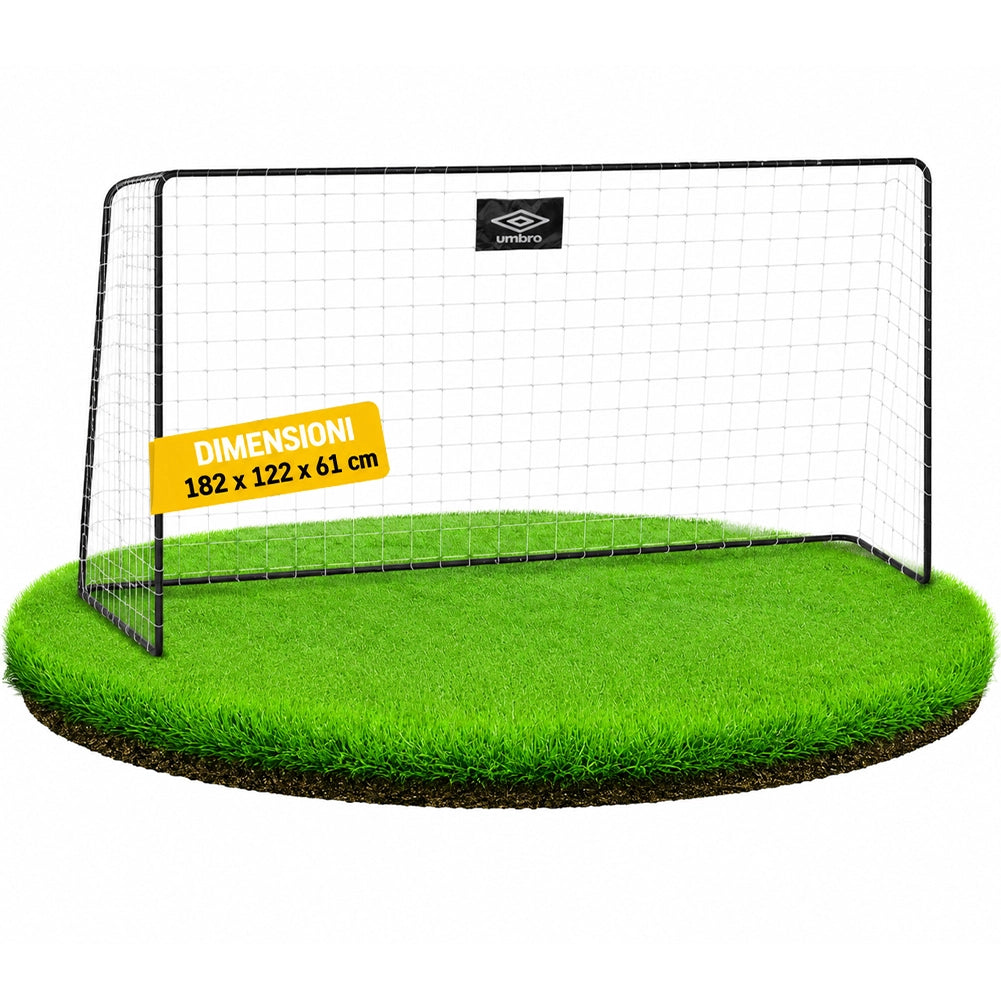 Porta da Calcio 182x122x61 cm Allenamento Football in Metallo Nero con Picchetti