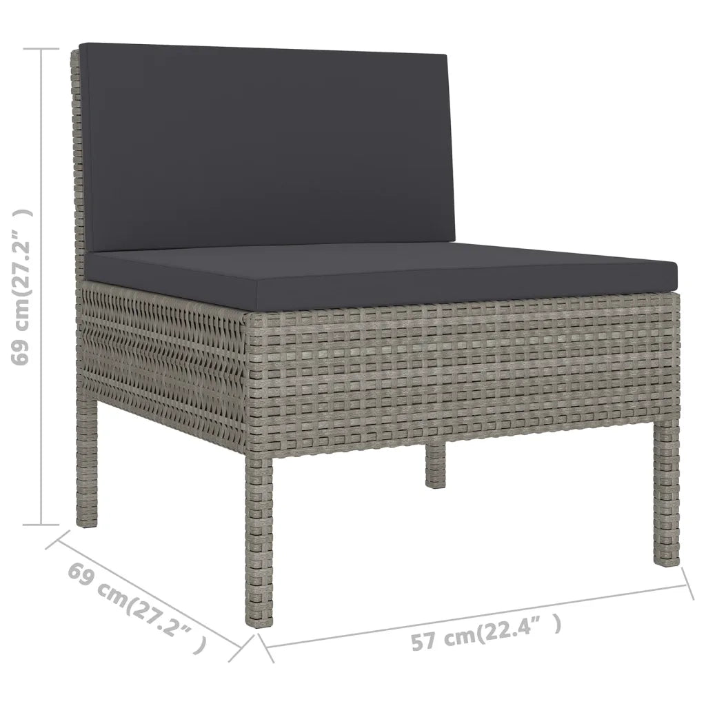 Set Divani da Giardino 9 pz con Cuscini in Polyrattan Grigio 3094606