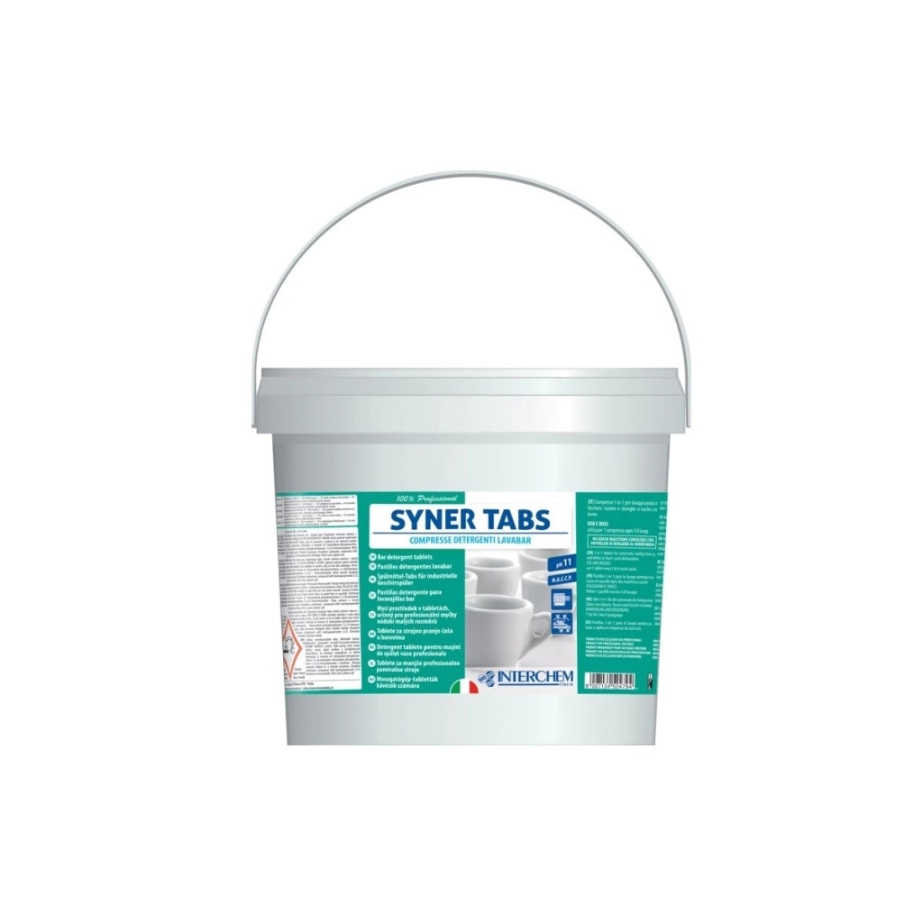 Syner Tabs 3 Kg, Compresse Detergenti Brillantanti Lavastoviglie 5-in-1 | Interchem