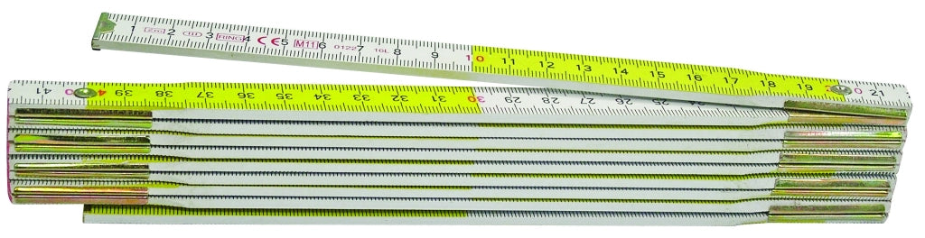 Metrica DOPPIOMETRO IN LEGNO BIANCO/GIALLO lunghezza mt.2 12.00 pz