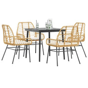Set da Pranzo da Giardino 5pz con Cuscini Polyrattan Vetro 3334458