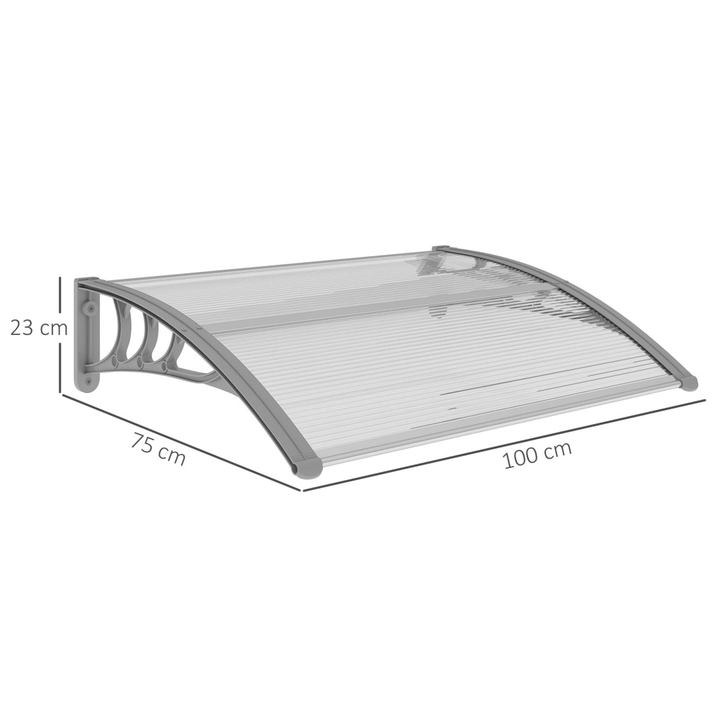 Tettoia per porta d'ingresso 100 x 75 cm, tettoia a sbalzo in alluminio e policarbonato, tettoia a sbalzo con protezione UV, tettoia per porta