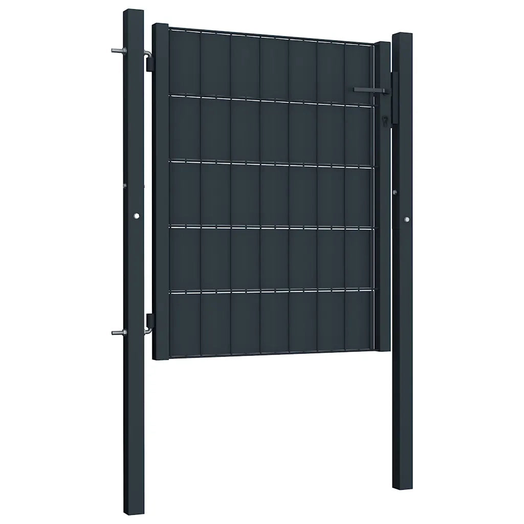 Cancello per Recinzione in PVC e Acciaio 100x100 cm Antracite 145233