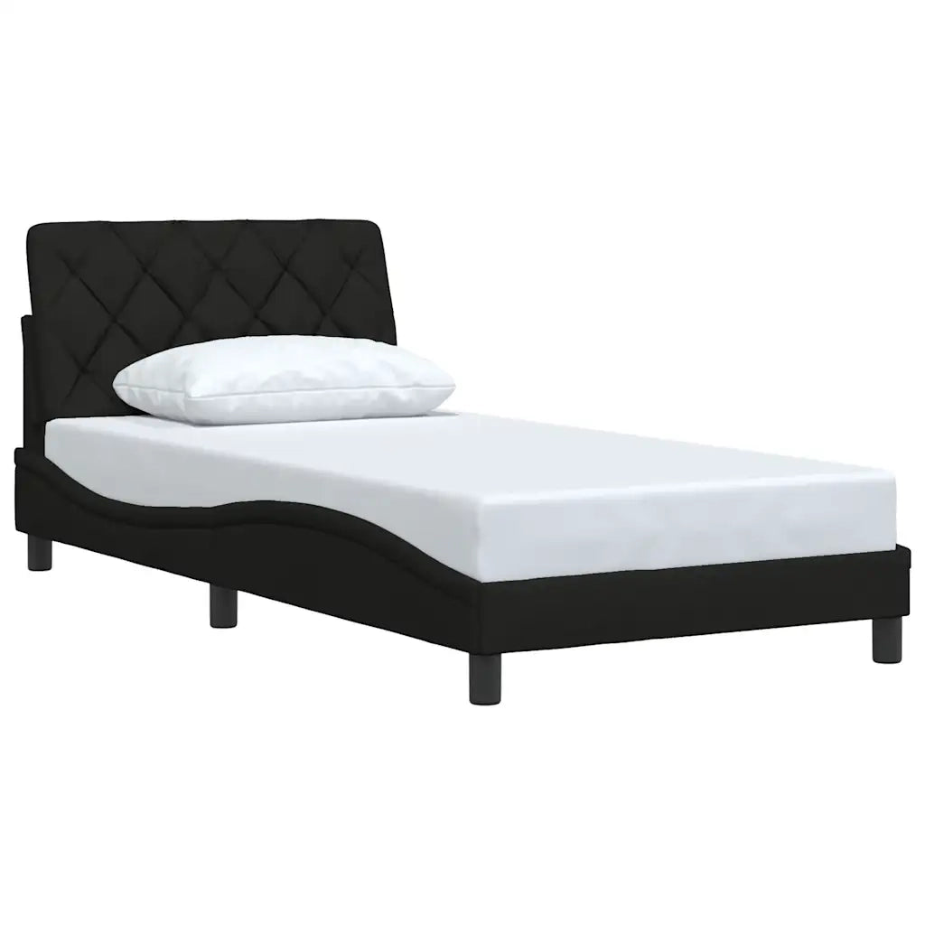 Letto singolo | Letto per adulti | Giroletto senza Materasso Nero 100x200 cm in Tessuto