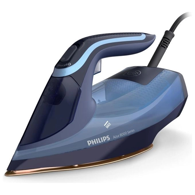 Philips DST8020-20 Azur Serie 8000 Ferro a vapore 3000 W 55 g-min Colpo Vapore 240 g-min Piastra SteamGlide Elite OptimalTEMP colore Blu