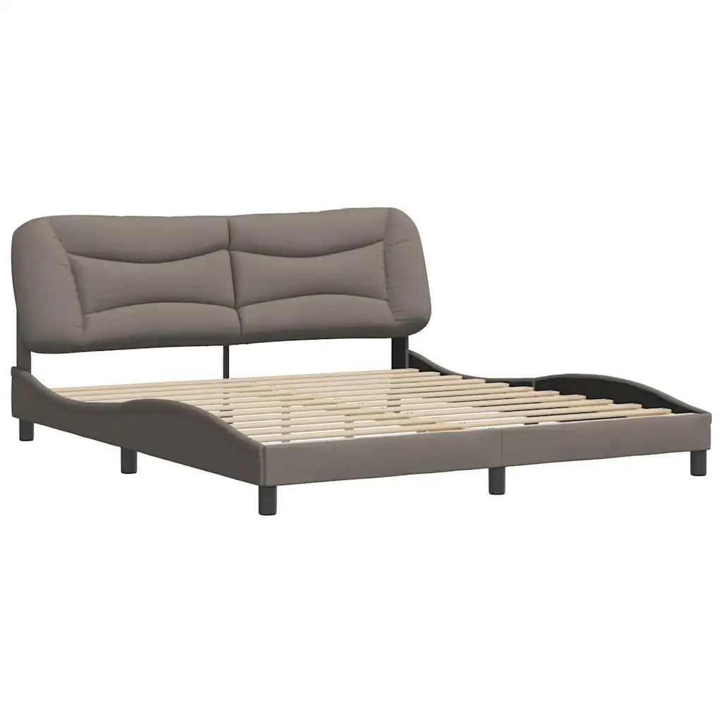Letto matrimoniale | Letto per adulti | Giroletto senza Materasso Hvar Tortora 180x200 cm in Tessuto