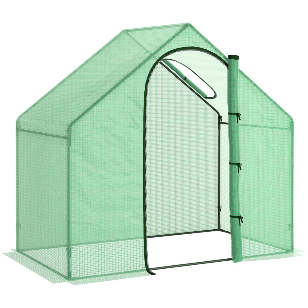 EasyComfort Serra da Giardino con Porta a Cerniera e Presa d'Aria, 4 Funi e Paletti Inclusi, 180x100x168 cm, Verde