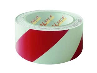 NASTRO SEGNALETICO ADESIVO IN PVC BIANCO/ROSSO- - mm.50h. rotoli da mt.33 - 6 pezzi FEUDO