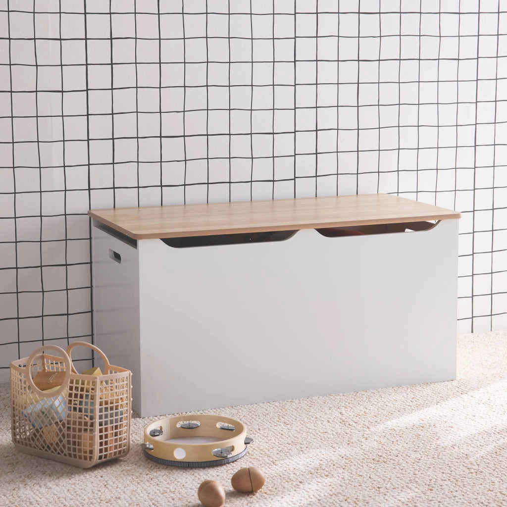 Cassettone per giochi effetto legno bianco, bianco