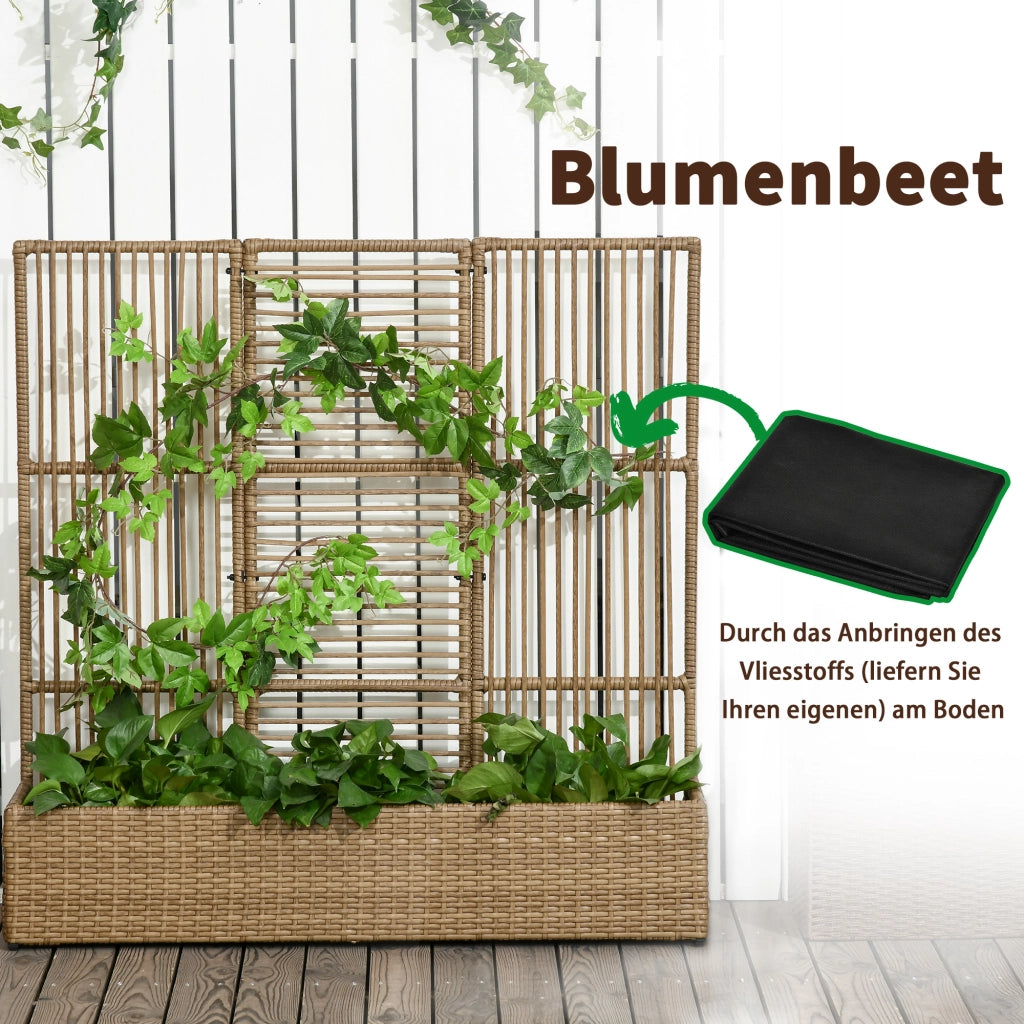 Fioriera con grigliato ¨C Minimal ¨C Polyrattan, sabbia, 103x29x103 cm