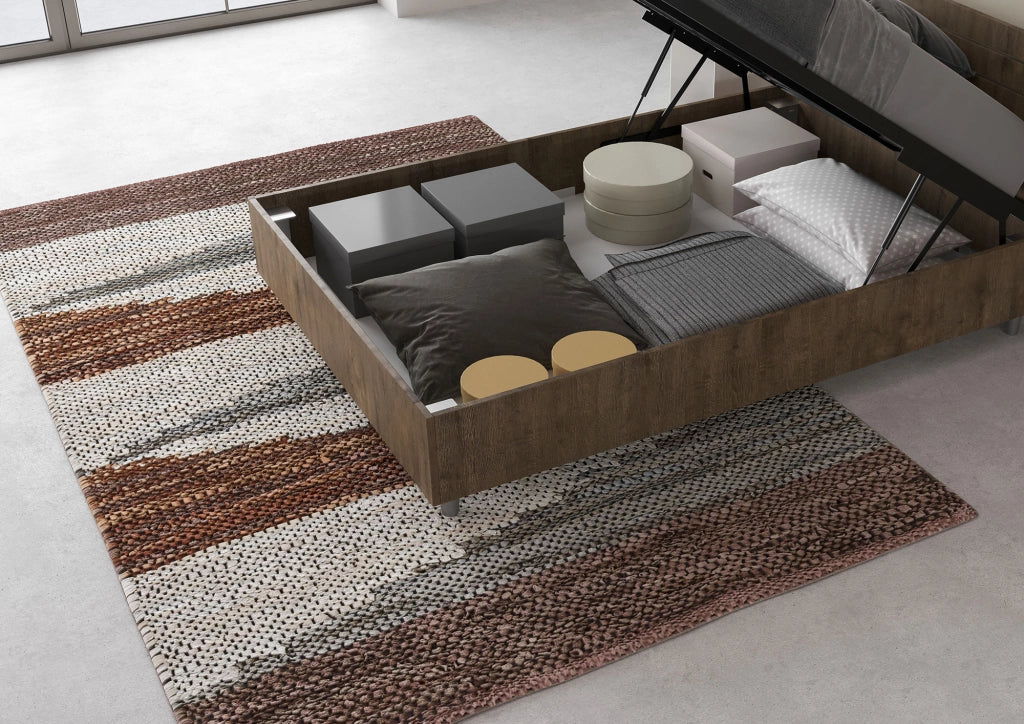 BS COM Letto una piazza e mezza contenitore 120x200 testata dritta con doghe noce